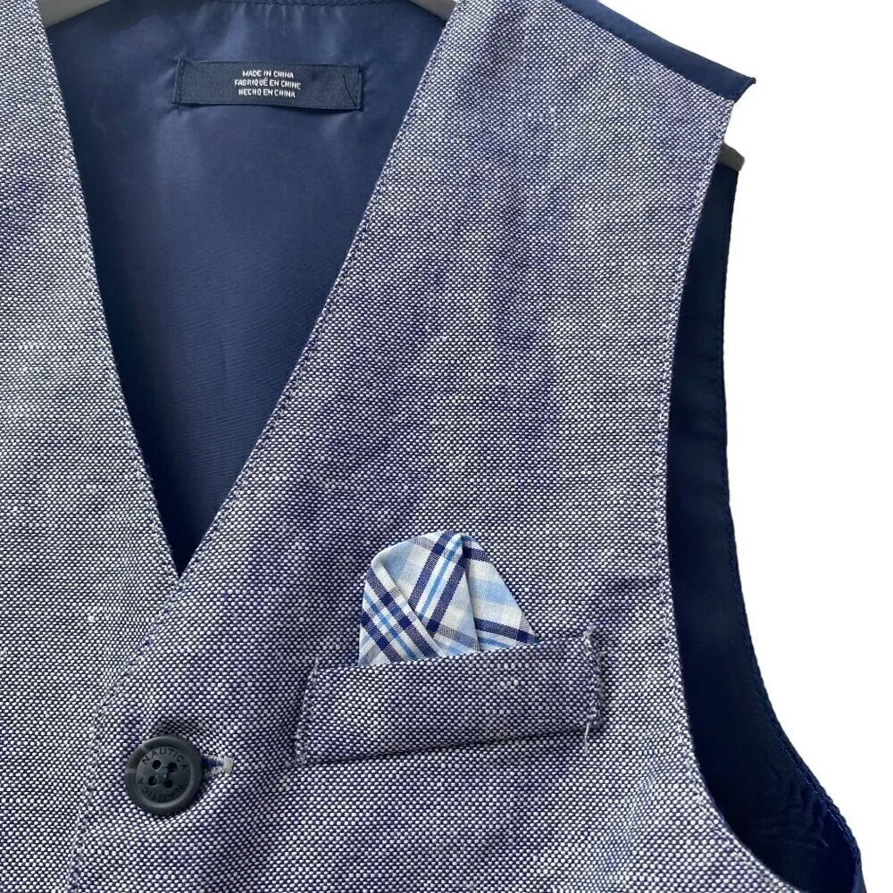 NAUTICA Boys Vest Size 5 Blue Linen Blend